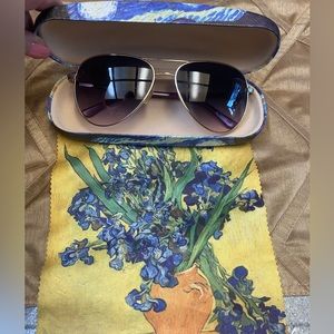 Karl Lagerfeld 292s aviator sunglasses w/ Van Gogh iris case & cloth- light use